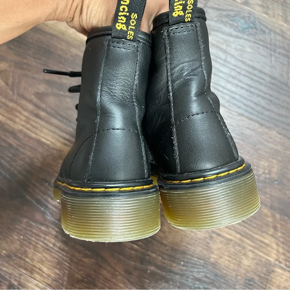 Dr martens doc marten black 1460J leather combat lace up boots 12C EU29 shoes